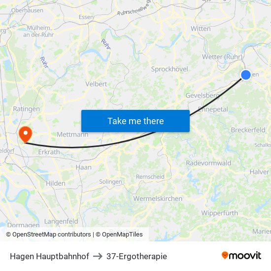 Hagen Hauptbahnhof to 37-Ergotherapie map