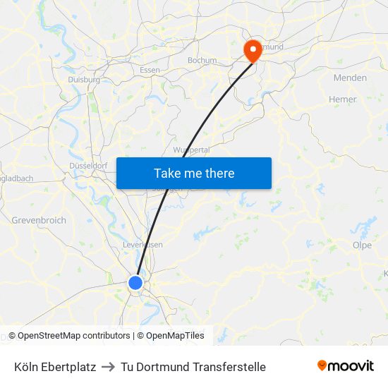 Köln Ebertplatz to Tu Dortmund Transferstelle map