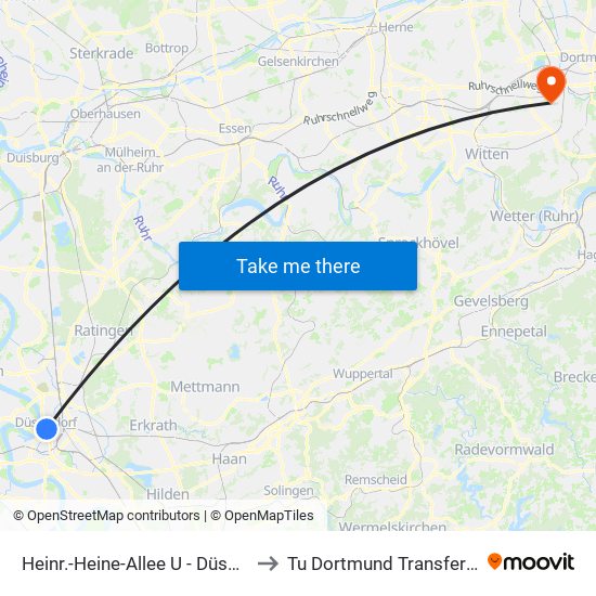 Heinr.-Heine-Allee U - Düsseldorf to Tu Dortmund Transferstelle map