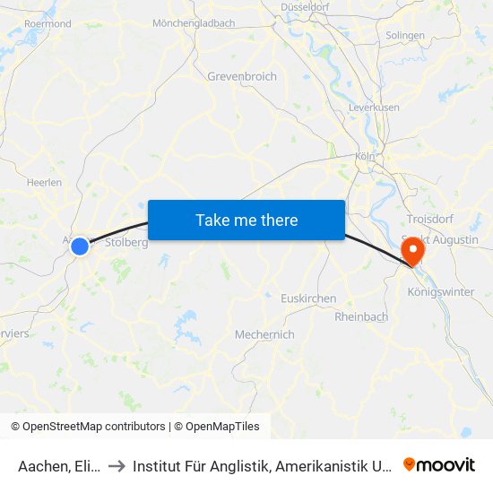 Aachen, Elisenbrunnen to Institut Für Anglistik, Amerikanistik Und Keltologie Der Universität Bonn map