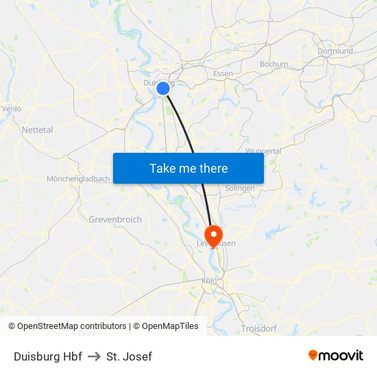 Duisburg Hbf to St. Josef map