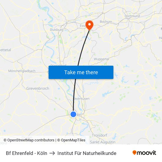 Bf Ehrenfeld - Köln to Institut Für Naturheilkunde map