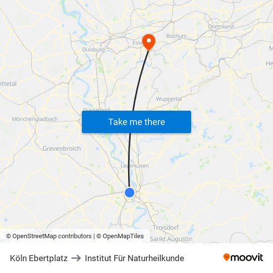 Köln Ebertplatz to Institut Für Naturheilkunde map
