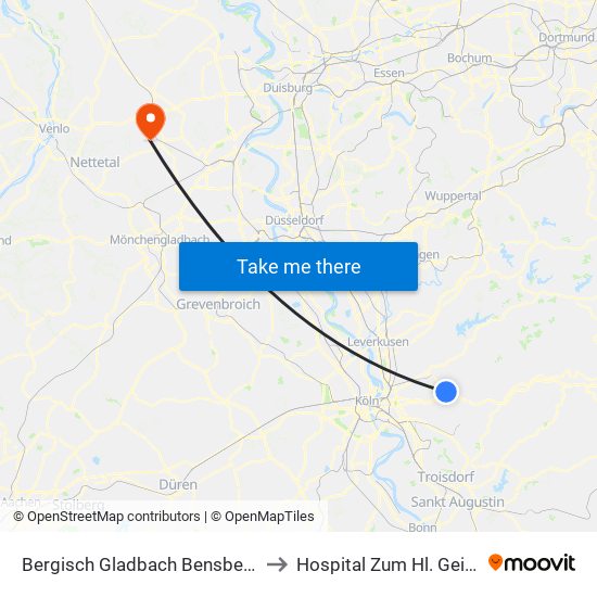 Bergisch Gladbach Bensberg to Hospital Zum Hl. Geist map
