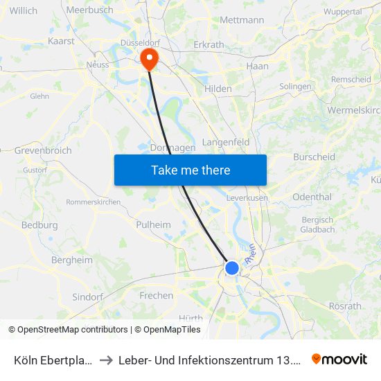 Köln Ebertplatz to Leber- Und Infektionszentrum 13.57 map
