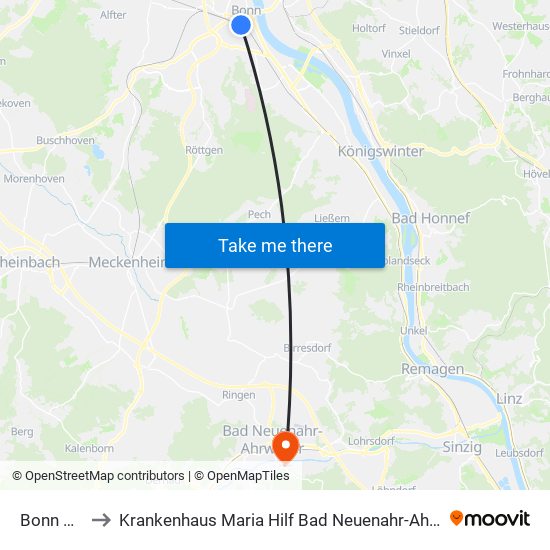 Bonn Hbf to Krankenhaus Maria Hilf Bad Neuenahr-Ahrweiler map