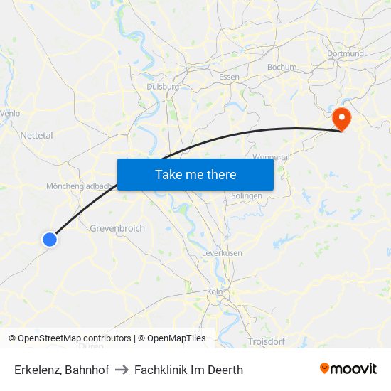 Erkelenz, Bahnhof to Fachklinik Im Deerth map