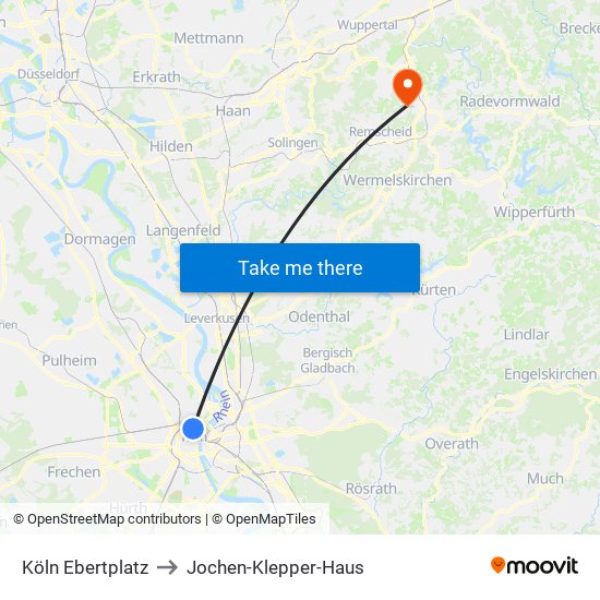 Köln Ebertplatz to Jochen-Klepper-Haus map