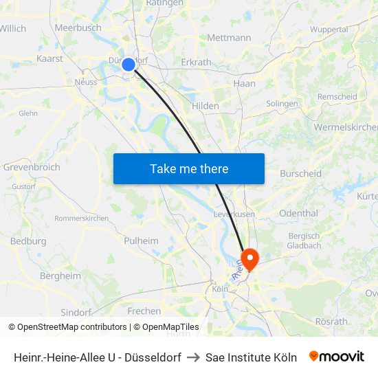 Heinr.-Heine-Allee U - Düsseldorf to Sae Institute Köln map