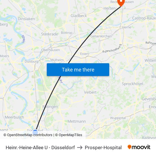 Heinr.-Heine-Allee U - Düsseldorf to Prosper-Hospital map