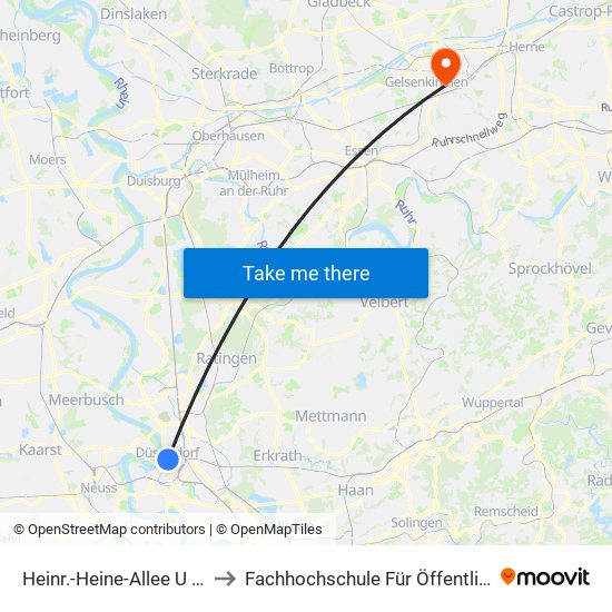 Heinr.-Heine-Allee U - Düsseldorf to Fachhochschule Für Öffentliche Verwaltung map