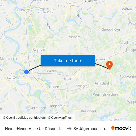 Heinr.-Heine-Allee U - Düsseldorf to Sv Jägerhaus Linde map