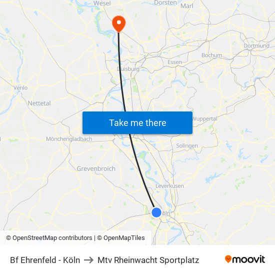 Bf Ehrenfeld - Köln to Mtv Rheinwacht Sportplatz map