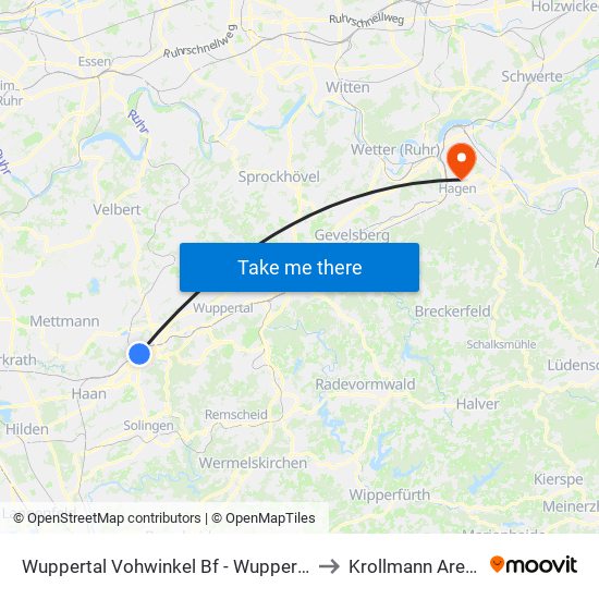 Wuppertal Vohwinkel Bf - Wuppertal to Krollmann Arena map