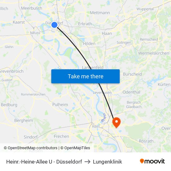 Heinr.-Heine-Allee U - Düsseldorf to Lungenklinik map