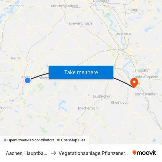 Aachen, Hauptbahnhof to Vegetationsanlage Pflanzenernährung map