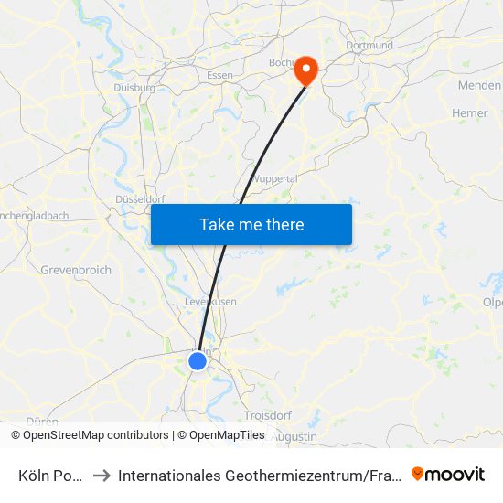 Köln Poststr. to Internationales Geothermiezentrum / Fraunhofer-Institut map