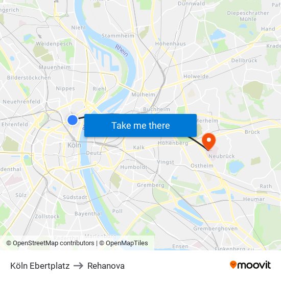 Köln Ebertplatz to Rehanova map