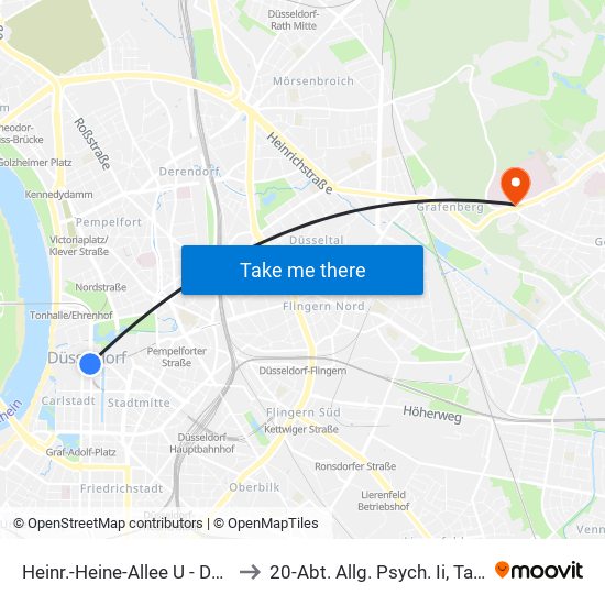 Heinr.-Heine-Allee U - Düsseldorf to 20-Abt. Allg. Psych. Ii, Tagesklinik map