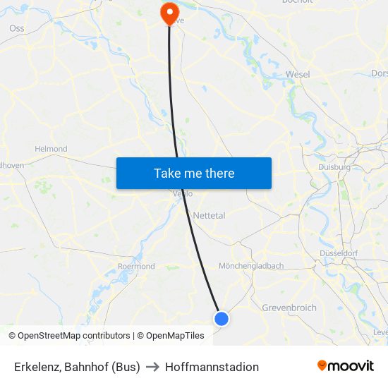 Erkelenz, Bahnhof (Bus) to Hoffmannstadion map