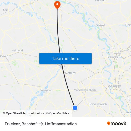 Erkelenz, Bahnhof to Hoffmannstadion map