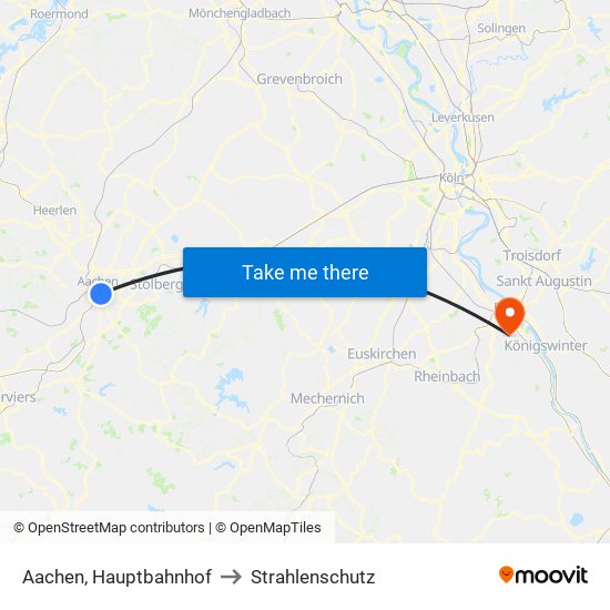 Aachen, Hauptbahnhof to Strahlenschutz map