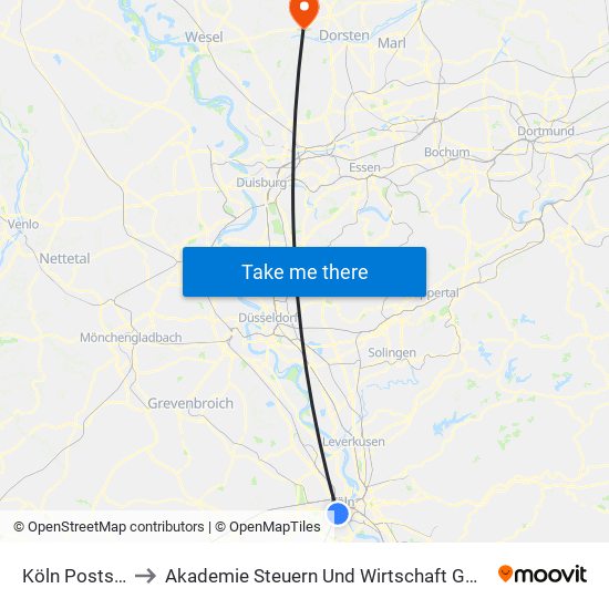 Köln Poststr. to Akademie Steuern Und Wirtschaft Gmbh map