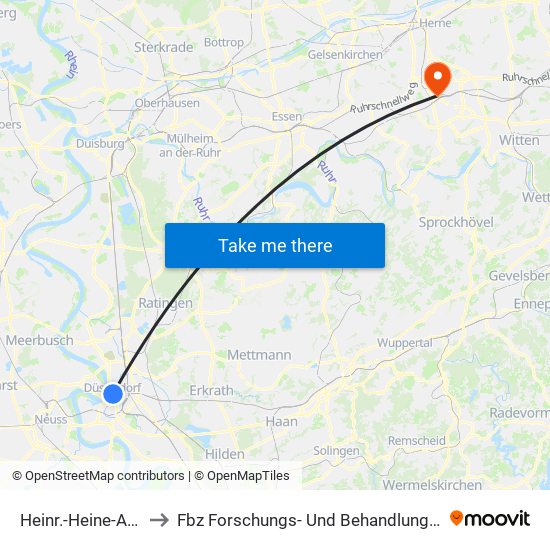 Heinr.-Heine-Allee U - Düsseldorf to Fbz Forschungs- Und Behandlungszentrum Für Psychische Gesundheit map