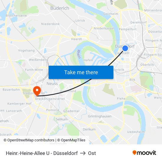 Heinr.-Heine-Allee U - Düsseldorf to Ost map