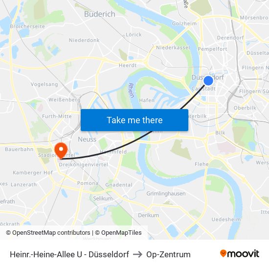 Heinr.-Heine-Allee U - Düsseldorf to Op-Zentrum map
