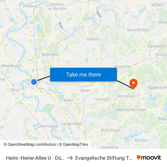 Heinr.-Heine-Allee U - Düsseldorf to Evangelische Stiftung Tannenhof map