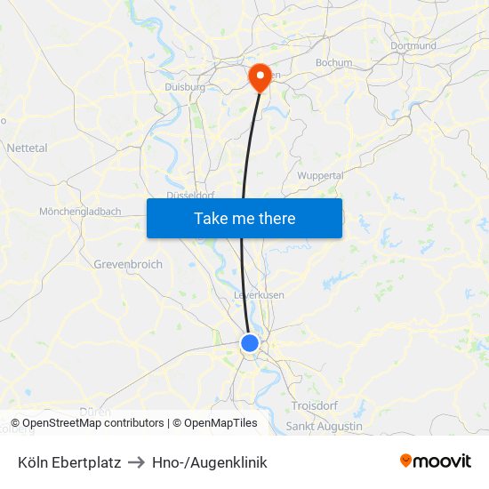 Köln Ebertplatz to Hno-/Augenklinik map