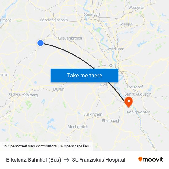 Erkelenz, Bahnhof (Bus) to St. Franziskus Hospital map