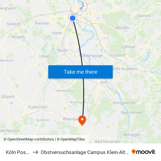 Köln Poststr. to Obstversuchsanlage Campus Klein-Altendorf 2 map