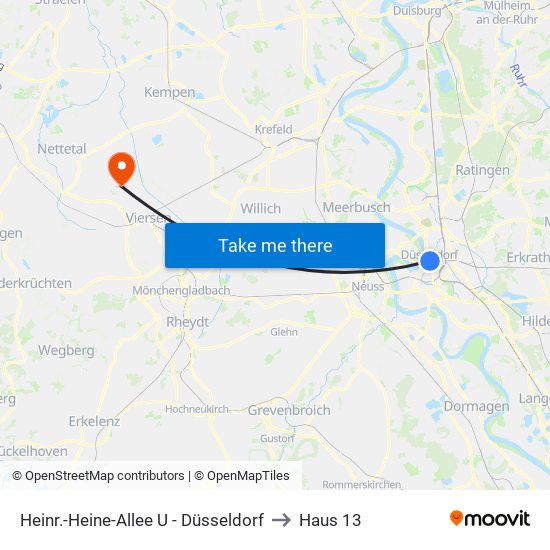 Heinr.-Heine-Allee U - Düsseldorf to Haus 13 map