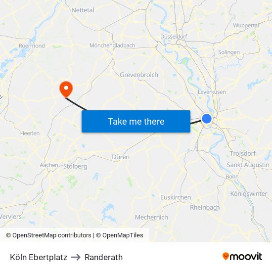 Köln Ebertplatz to Randerath map