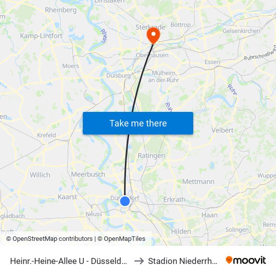 Heinr.-Heine-Allee U - Düsseldorf to Stadion Niederrhein map