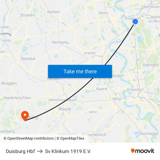 Duisburg Hbf to Sv Klinkum 1919 E.V. map