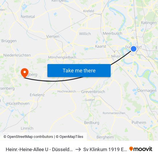 Heinr.-Heine-Allee U - Düsseldorf to Sv Klinkum 1919 E.V. map