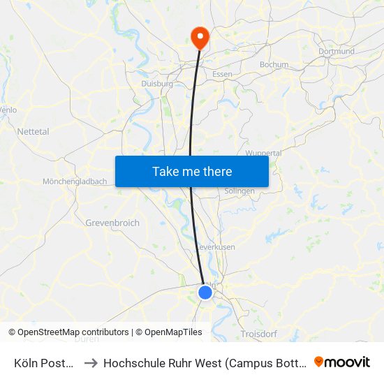 Köln Poststr. to Hochschule Ruhr West (Campus Bottrop) map