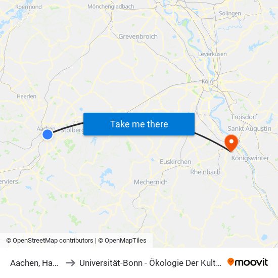 Aachen, Hauptbahnhof to Universität-Bonn - Ökologie Der Kulturlandschaft – Tierökologie map
