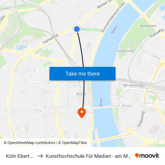 Köln Ebertplatz to Kunsthochschule Für Medien - am Malzbüchel map