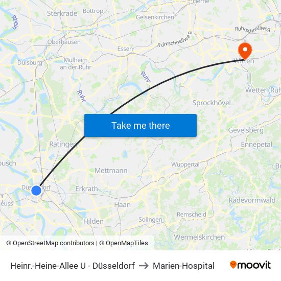 Heinr.-Heine-Allee U - Düsseldorf to Marien-Hospital map