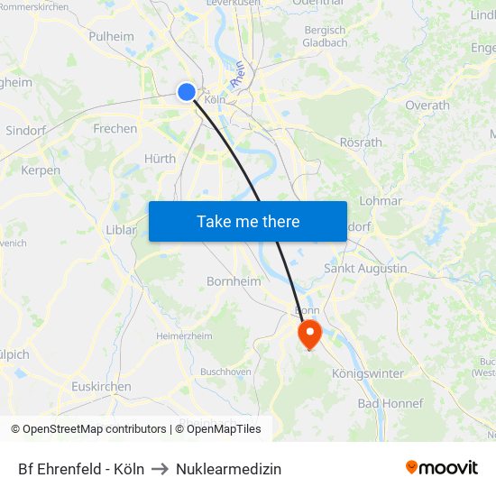 Bf Ehrenfeld - Köln to Nuklearmedizin map