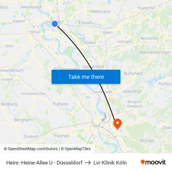 Heinr.-Heine-Allee U - Düsseldorf to Lvr-Klinik Köln map