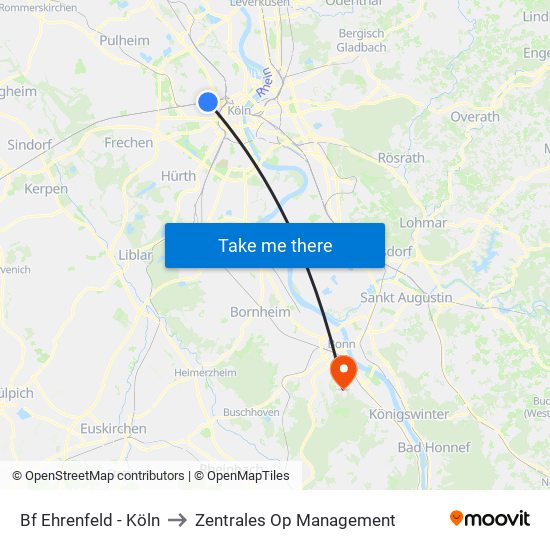 Bf Ehrenfeld - Köln to Zentrales Op Management map