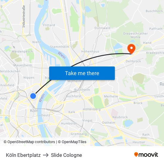 Köln Ebertplatz to Slide Cologne map