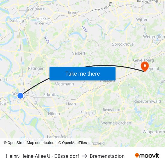 Heinr.-Heine-Allee U - Düsseldorf to Bremenstadion map