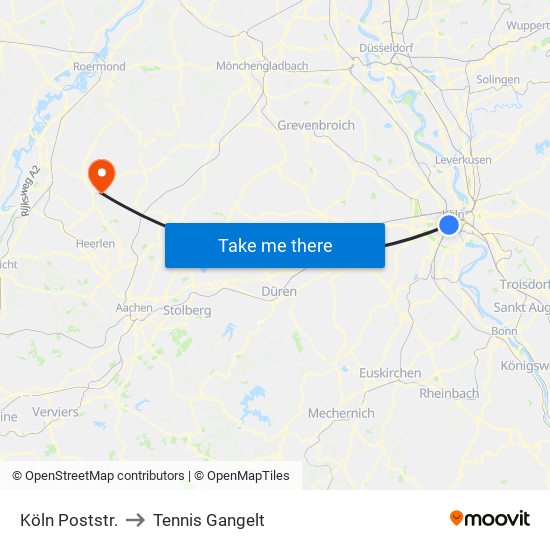 Köln Poststr. to Tennis Gangelt map