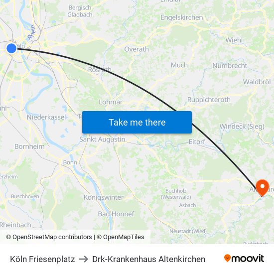 Köln Friesenplatz to Drk-Krankenhaus Altenkirchen map